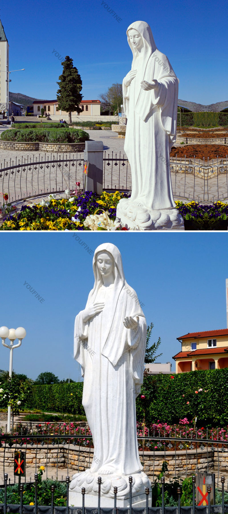 White Stone Virgin Mary Garden Statues 5.6 Foot for Sales
