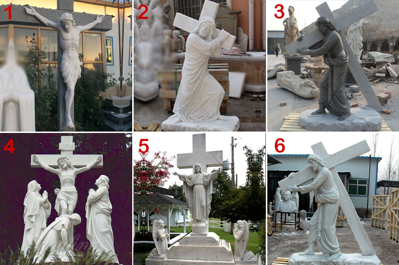 Marble carving catholic crucifix cross