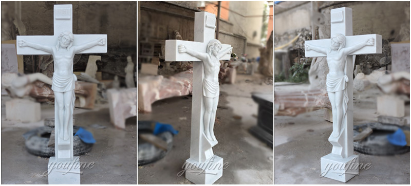 Religious statues of church marble Jesus suffered in the cross sculpture