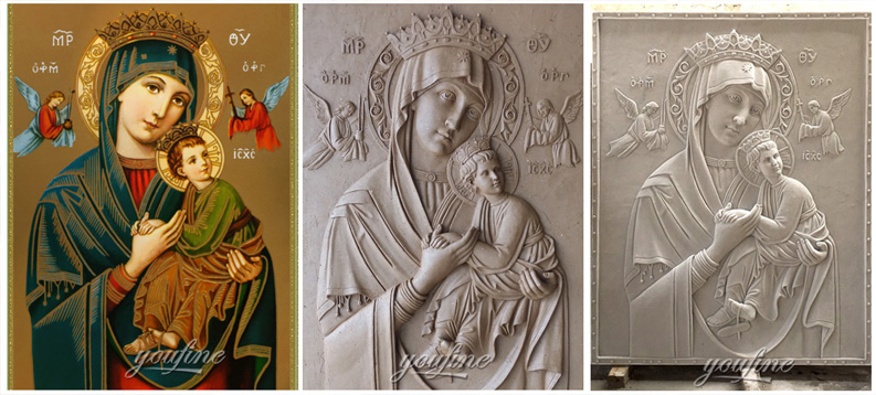 Large marble the Virgin of Perpetual relief religious statues design