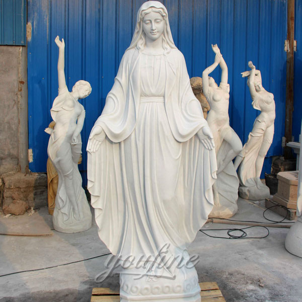 High polished religious statues of white marble our lady of grace made for church ceremony