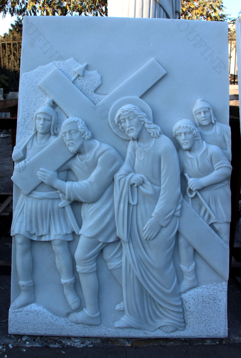 Church religious marble relief sculptures of the way of the cross