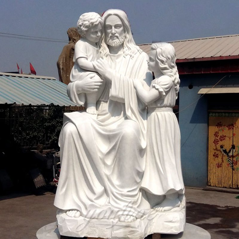 Hand Carved Marble Jesus with Children Statue Factory Supply CHS-296