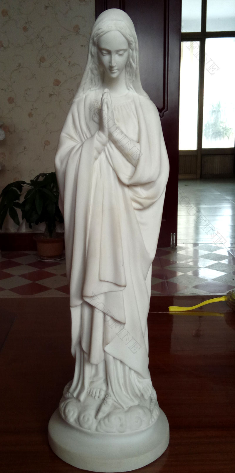 Life size white marble mother mary statues for interior decor designs