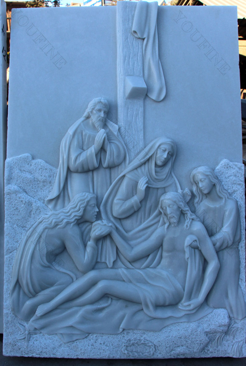 Marble stations of the cross catholic relief sculptures design