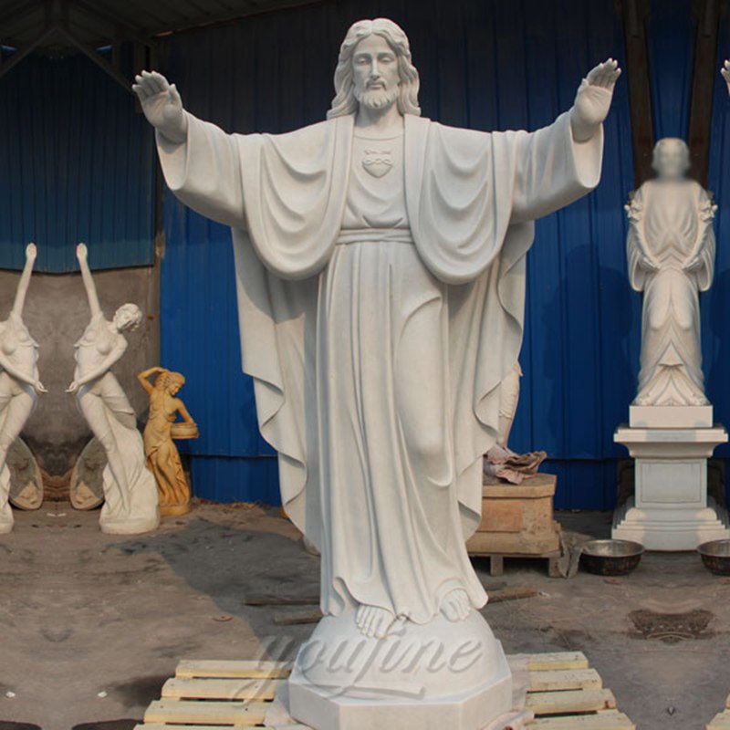 Natural White Marble Sacred Heart of Jesus Garden Statue Supplier CHS-291