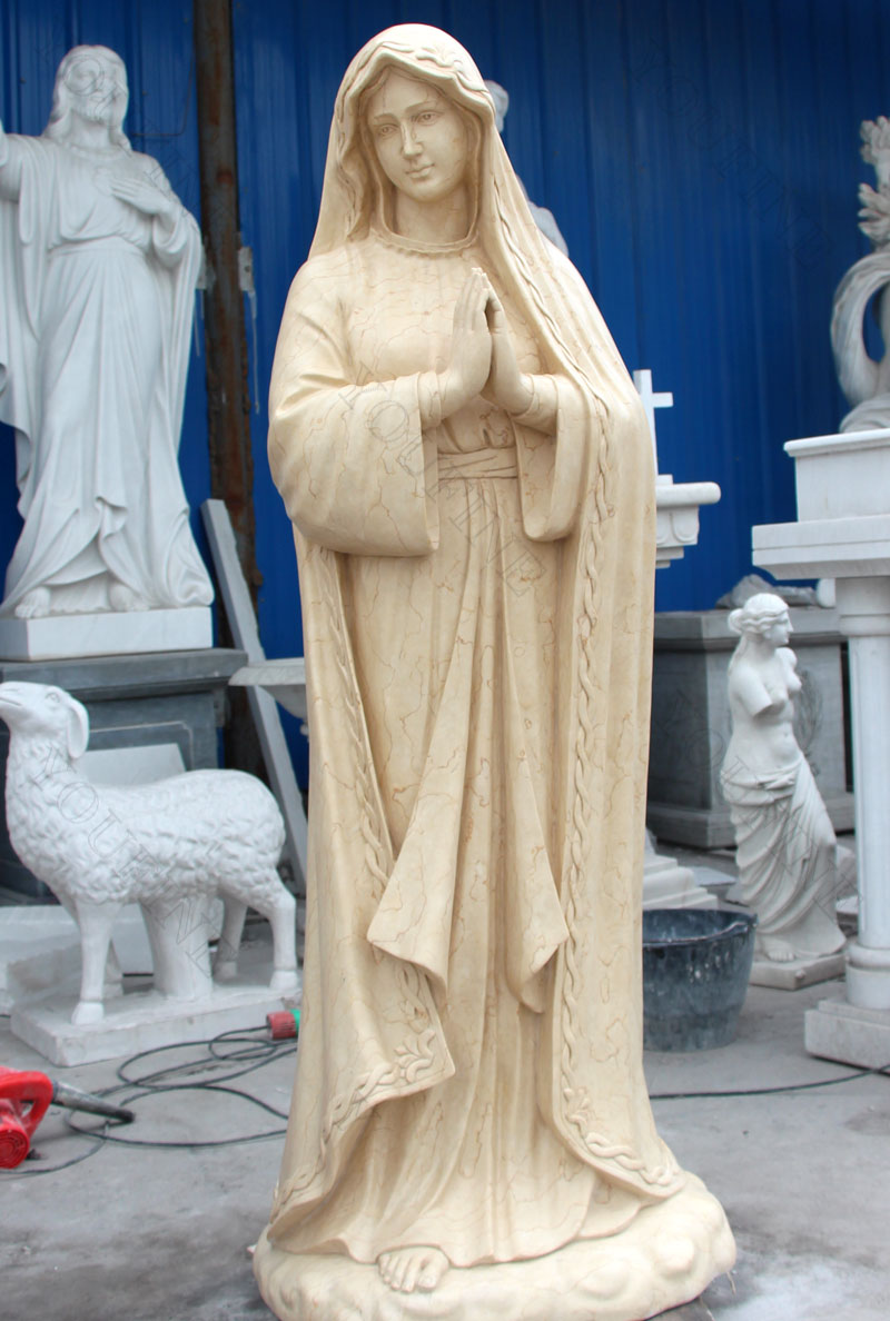 Our lady of fatima beige marble garden statues designs
