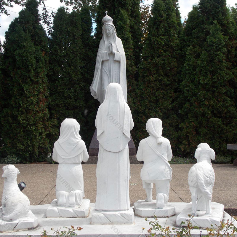 Religious garden sculptures of outdoor fatima statues with shepherd boy for sale design