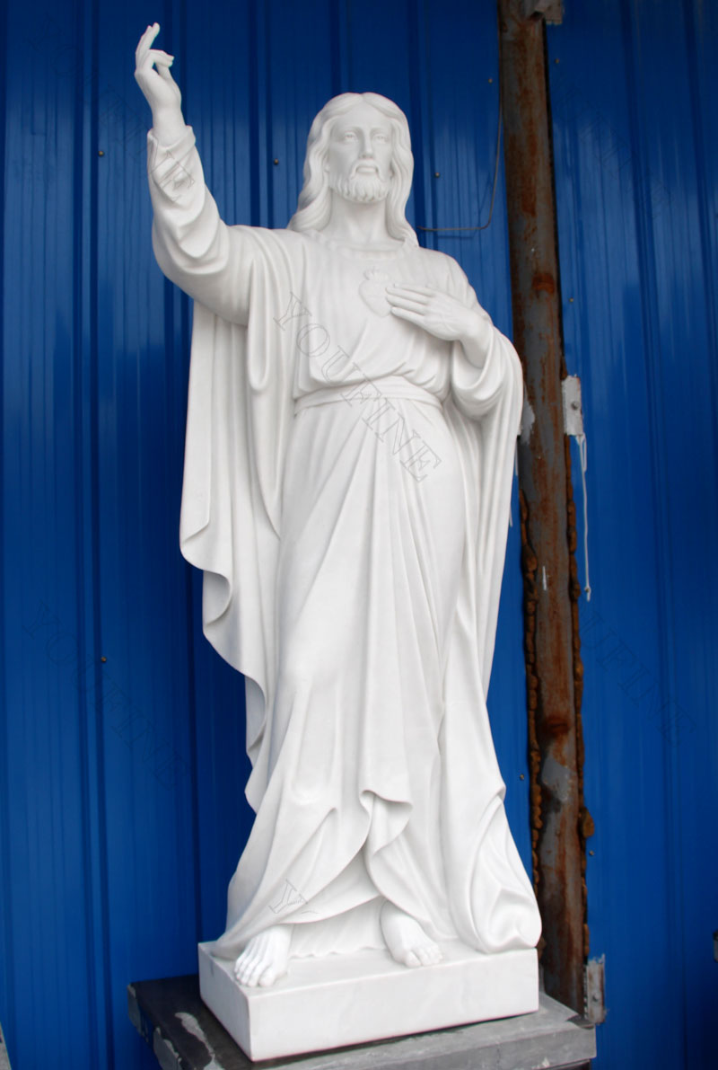 Religious giant white marble jesus statues for church designs