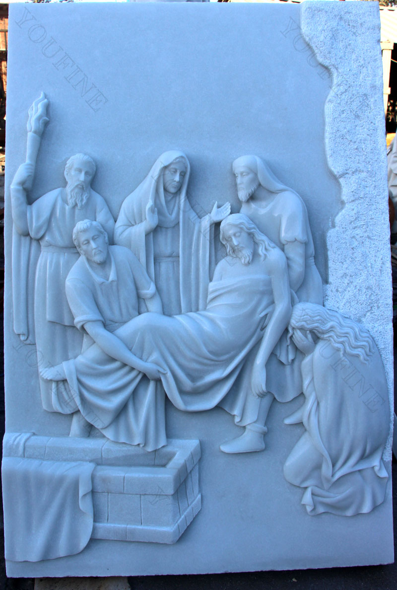 Religious marble relief sculptures of the stations of the cross for church decor design