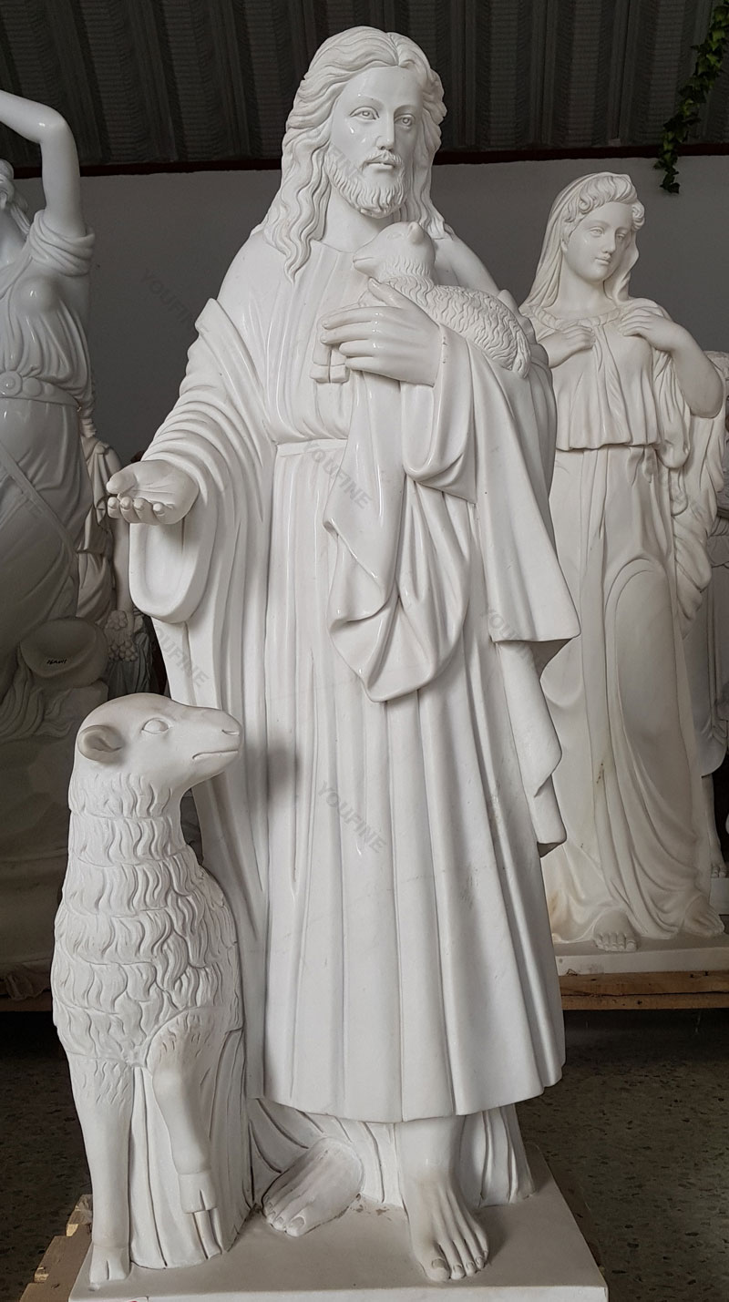 Religious statues of Jeaus with the lamb in stock designs