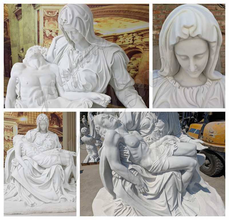 marble Pieta sculpture by Michelangelo details