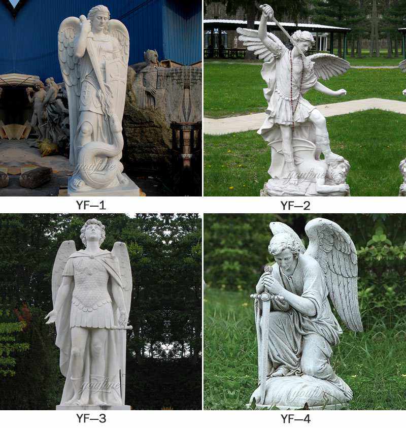 Hand Carved St Michael the Archangel Outdoor Statue Marble Religions Sculptures Other Designs