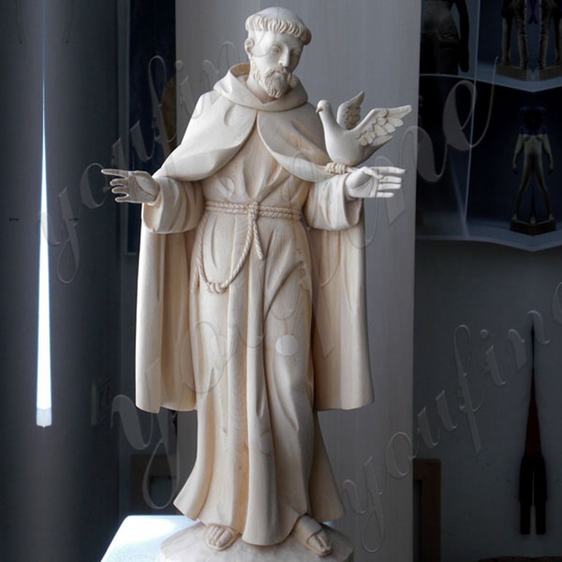 St Francis bird feeder statue details