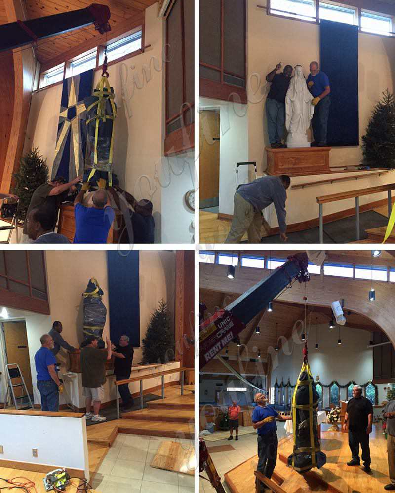 Beautiful Virgin Mary Marble Statue-Feedback from American Church Guests Installation