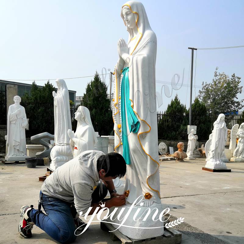 Hand Carved Lady of Lourdes Marble Statue 3