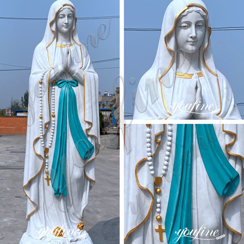 Hand Carved Lady of Lourdes Marble Statue 5