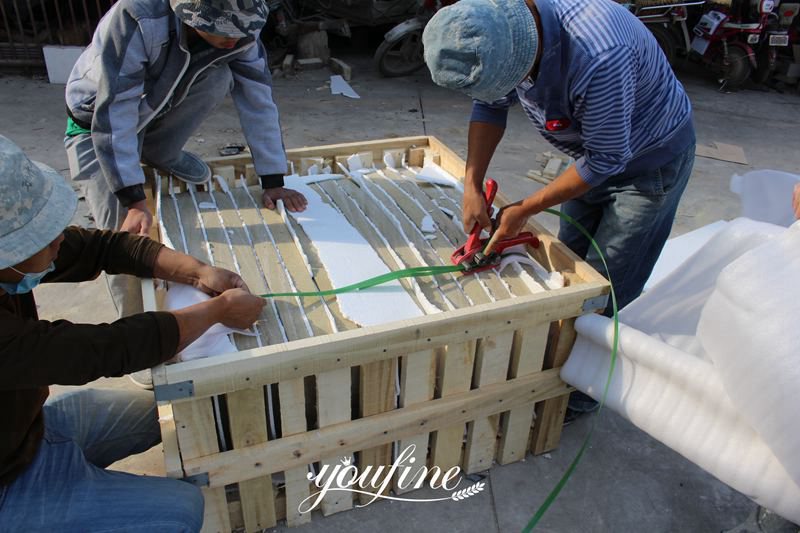 Catholic Marble Mary with Baby Jesus Sculpture for Sale RLG-02 Package