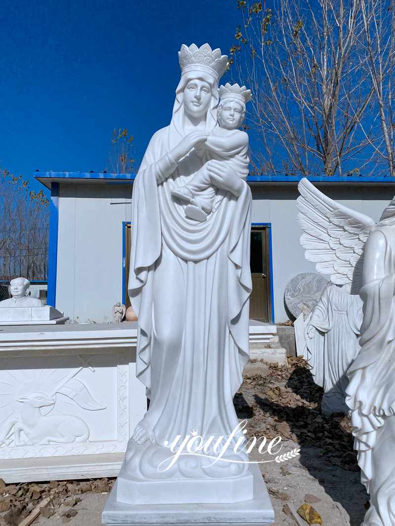 Catholic Marble Mary with Baby Jesus Sculpture for Sale RLG-02