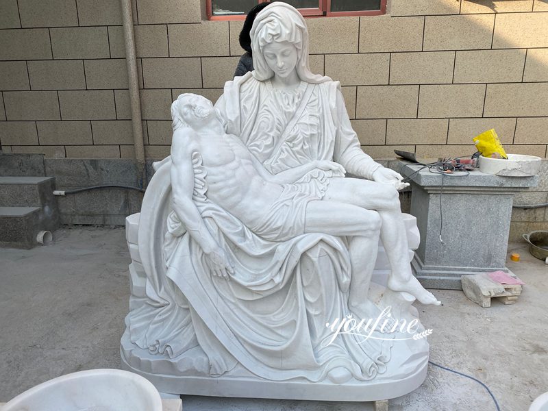 Buy Life Size Pieta White Marble Statue Religious Garden Decor in YouFine