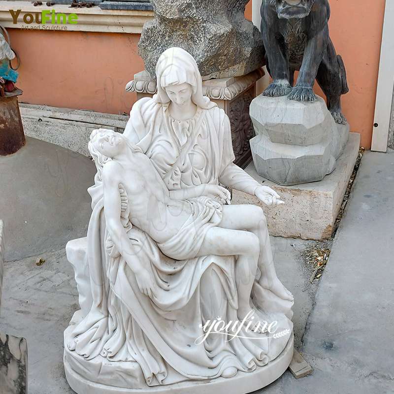 Buy Life Size Pieta White Marble Statue Religious Garden Decor in YouFine