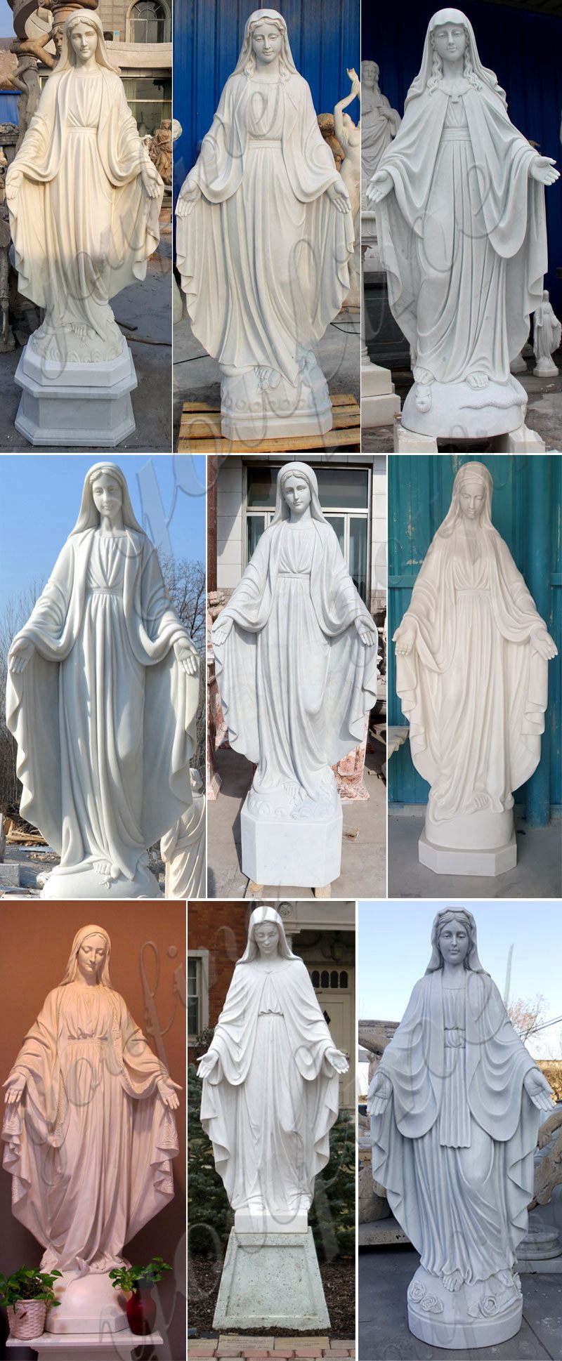 Life Size Outdoor Catholic Virgin Mary Marble Statue for Sale More Designs