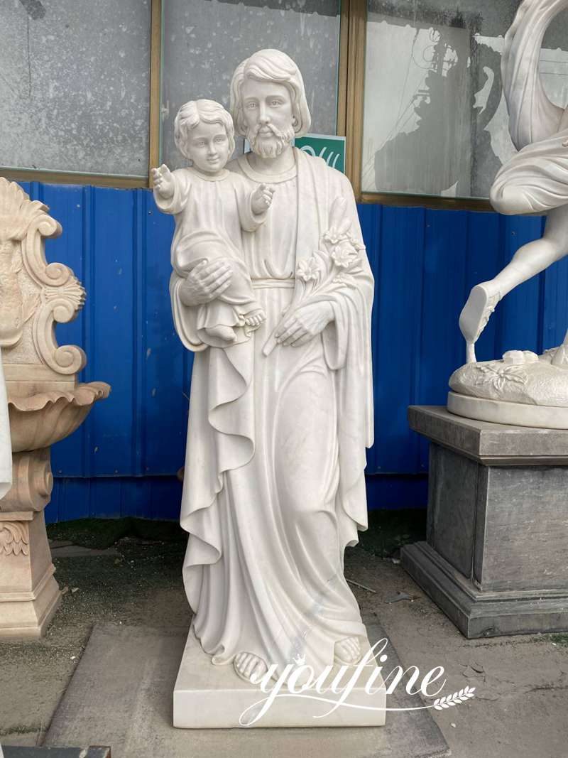 Catholic Church Decor Saint Joseph Holding Baby Jesus Marble Statue for Sale
