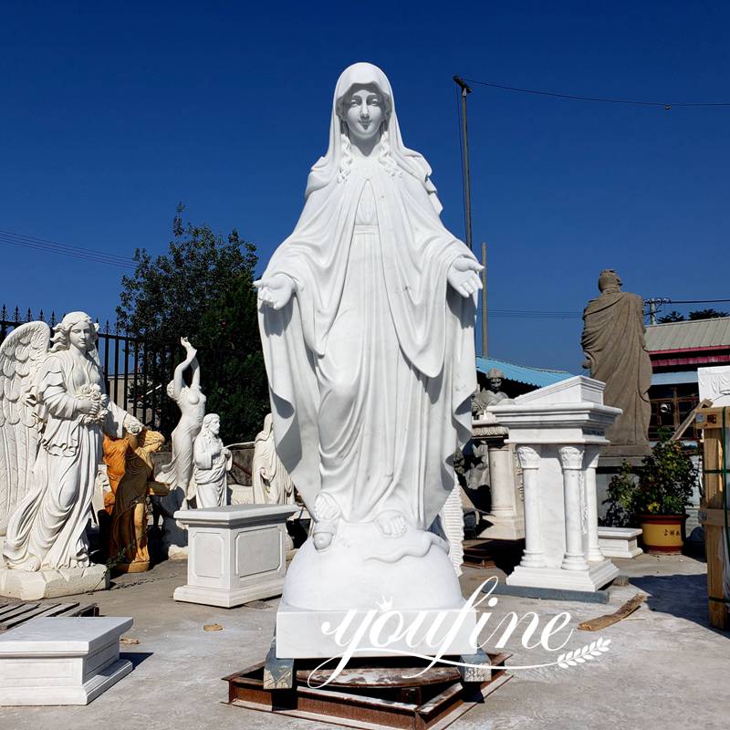 Handcarved Life Size Virgin Mary Mable Statue for Sale
