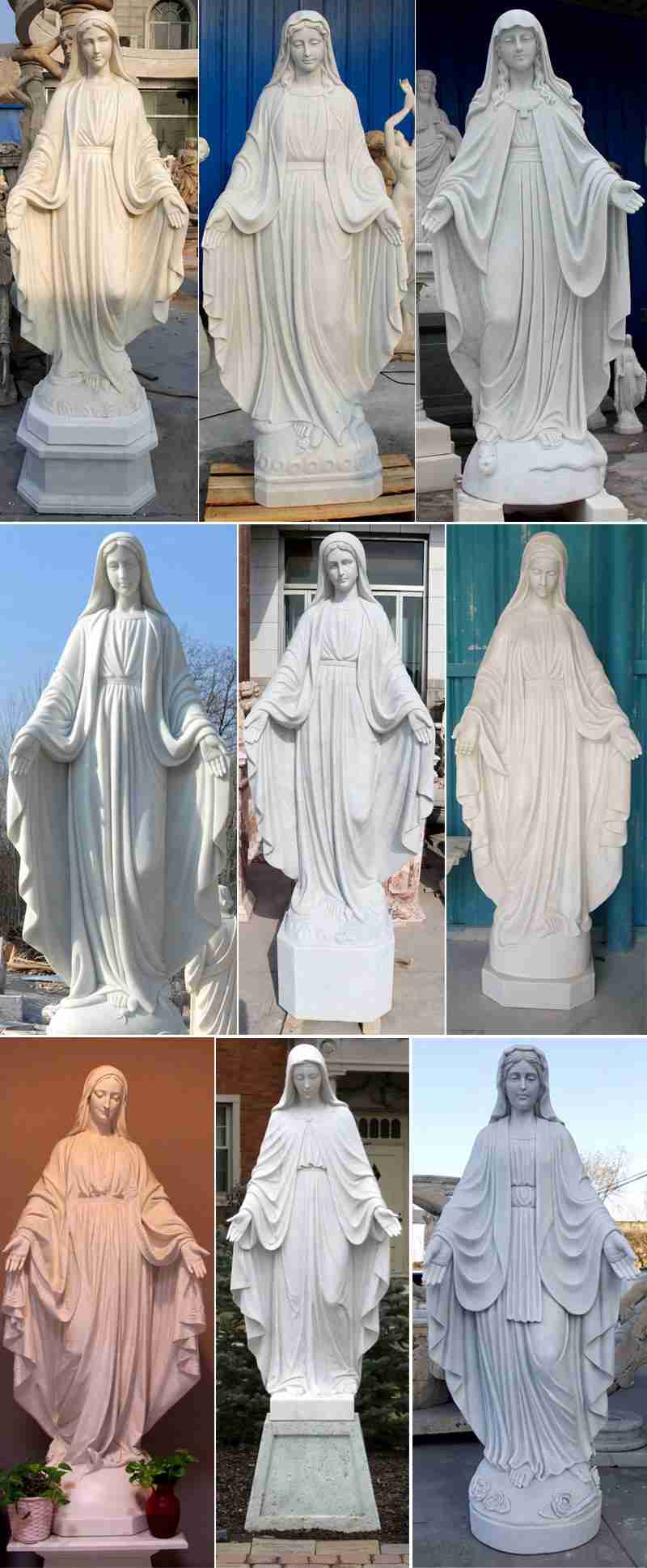 Handcarved Life Size Virgin Mary Mable Statue for Sale