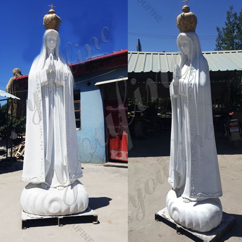 Our Lady of Fatima Statue Marble Sculpture with Crown for Sale CHS