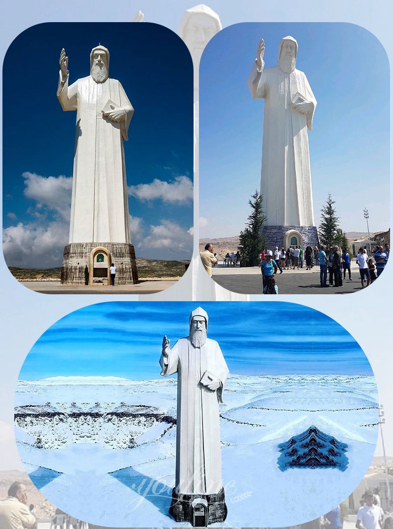 White marble Saint Charbel Statue for church