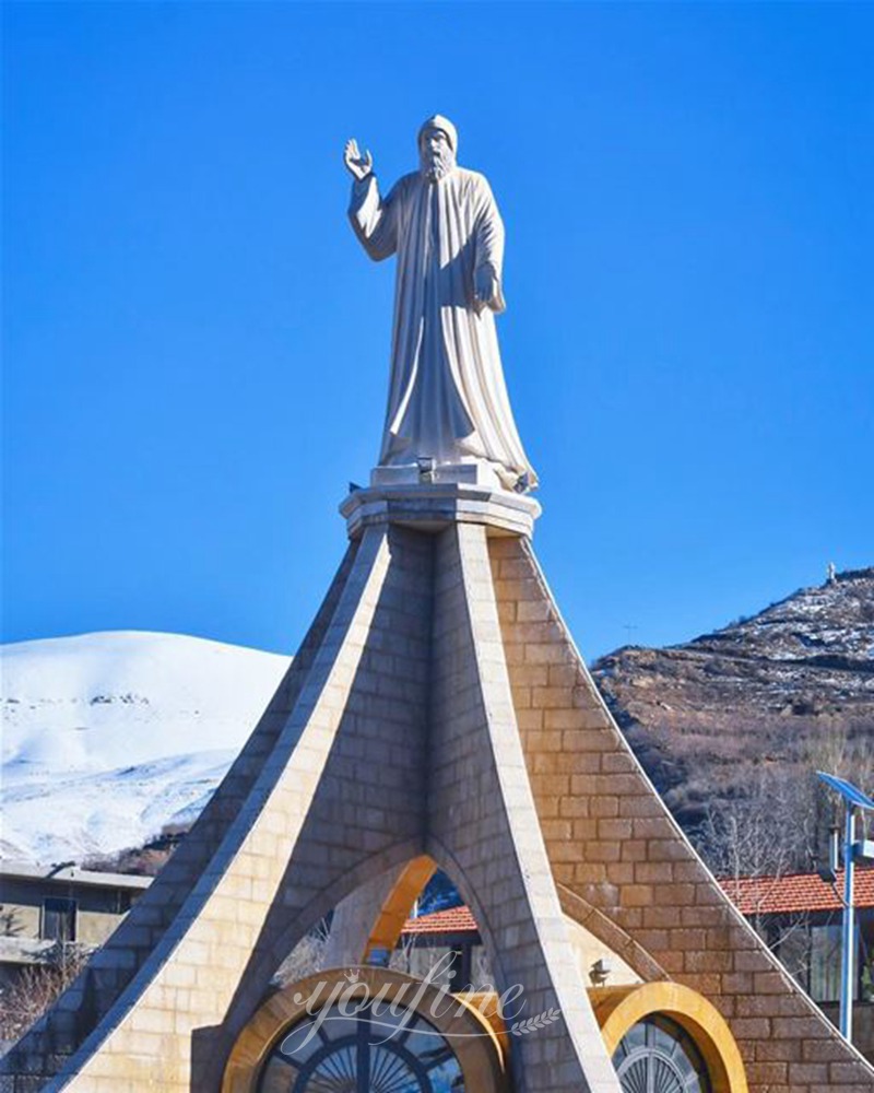 White marble Saint Charbel Statue for church