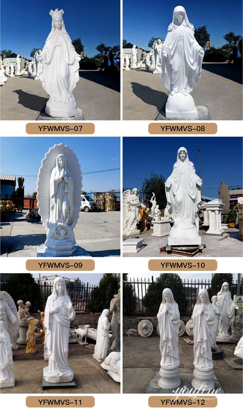 hand carved marble mary statue