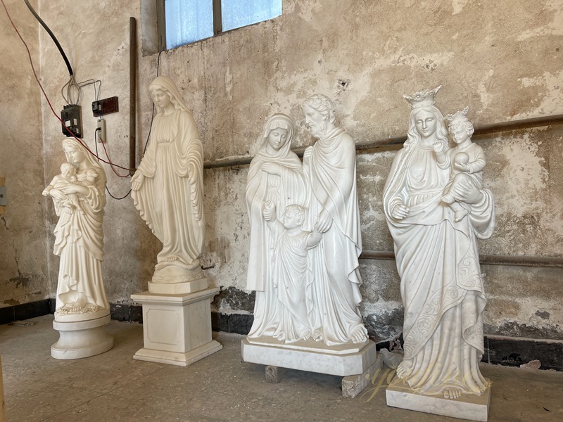 hand carved white marble religious statue for church