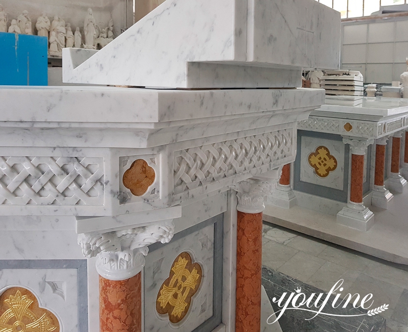 Hand Carved Marble Catholic Church Altar