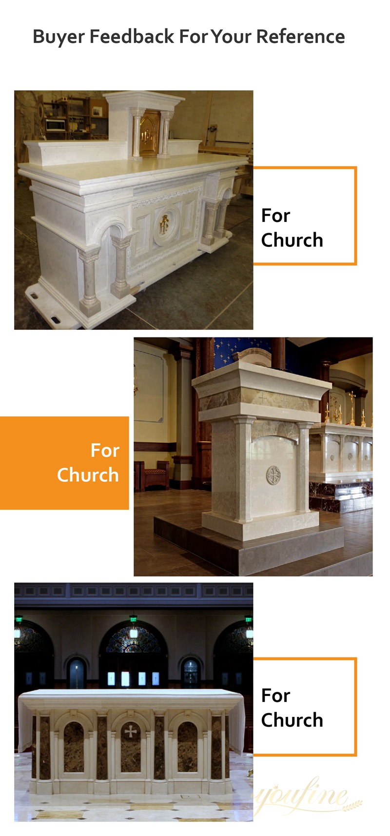 High Quality Unique Natural White Marble Altar for Church