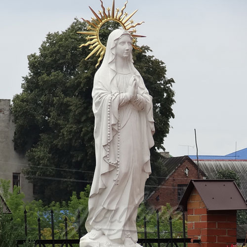 Hand Carved Marble Cathedral Blessed Mary Statue for Sale CHS-089