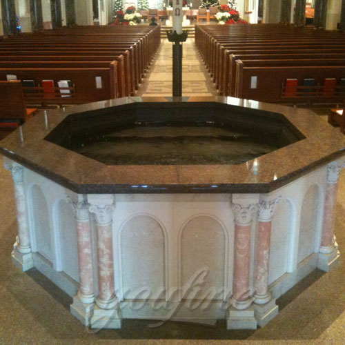 Religious Statues of Customized Natural Marble Baptismal Fountain for Church