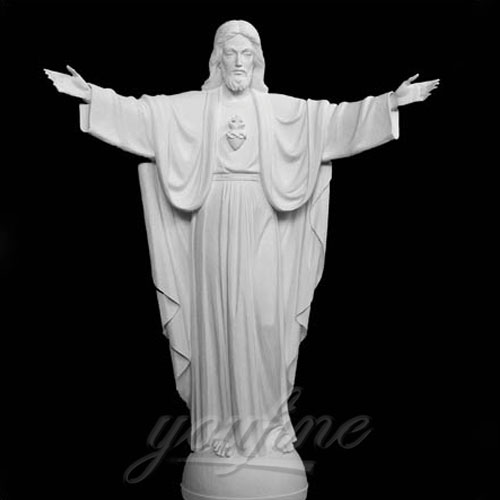 Home Interior Decorative White Marble Jesus Statue Open Hands for sale