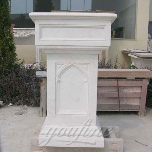 Modern Religious Statues of Hand Carved White Marble Pulpit for Church Decor