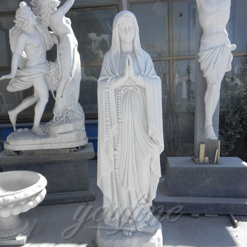 Outdoor Natural Stone White Marble Religious Mary Statue for garden decor