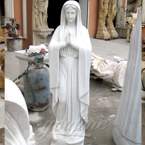 Natural Stone White Marble Virgin Mary Carving Sculpture for church Decor