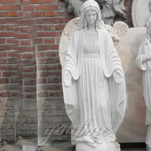 Natural White Marble Carved Virgin Mary Garden Statues 5.2 Foot for Interior Decor