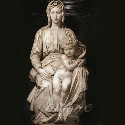 Religious Statues of Marble mary and baby jesus sculpture 4.3 Foot for sale