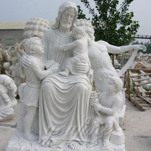 Outdoor Large Jesus Marble Statue with Child Statues Sculpture for Garden Decor