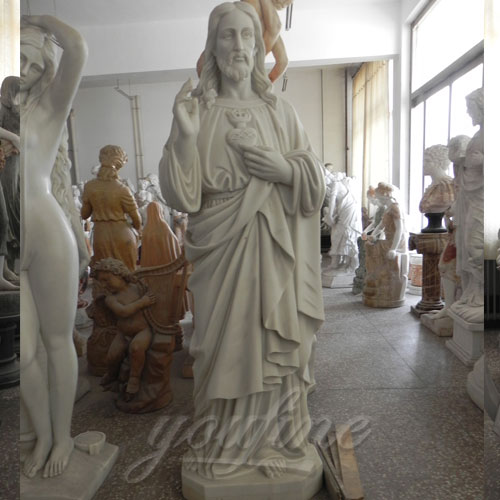 Sale Carved Garden Marble Decorative Sacred Heart Jesus Statues