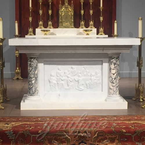 Wholesale Luxury White Marble Religious Statues of Altar Table for Church