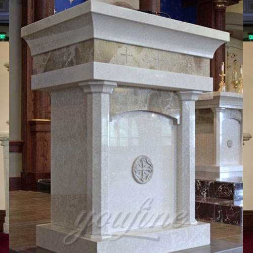 Religious Statues of Hand Carved Marble Pulpit for Church Decor for Sale