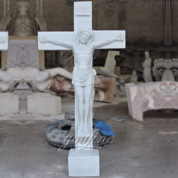 Religious statues of church marble Jesus suffered in the cross sculpture made for Carlos