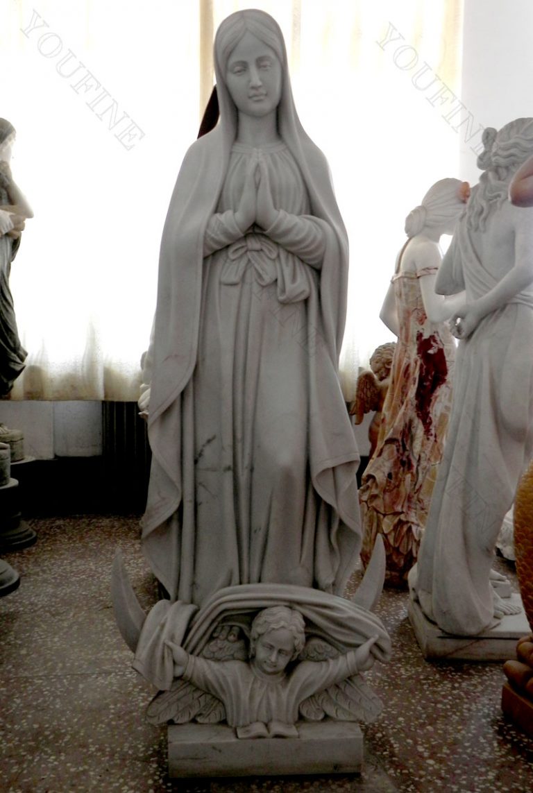 The details of Catholic religious statues of mary our lady Lourdes for